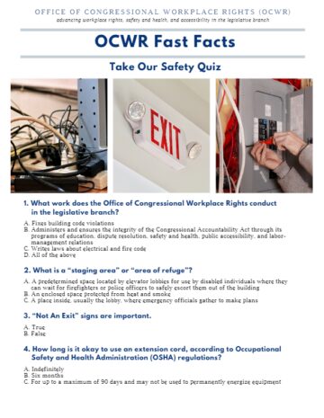 Cover page of the OCWR Fast Facts: Take Our Safety Quiz